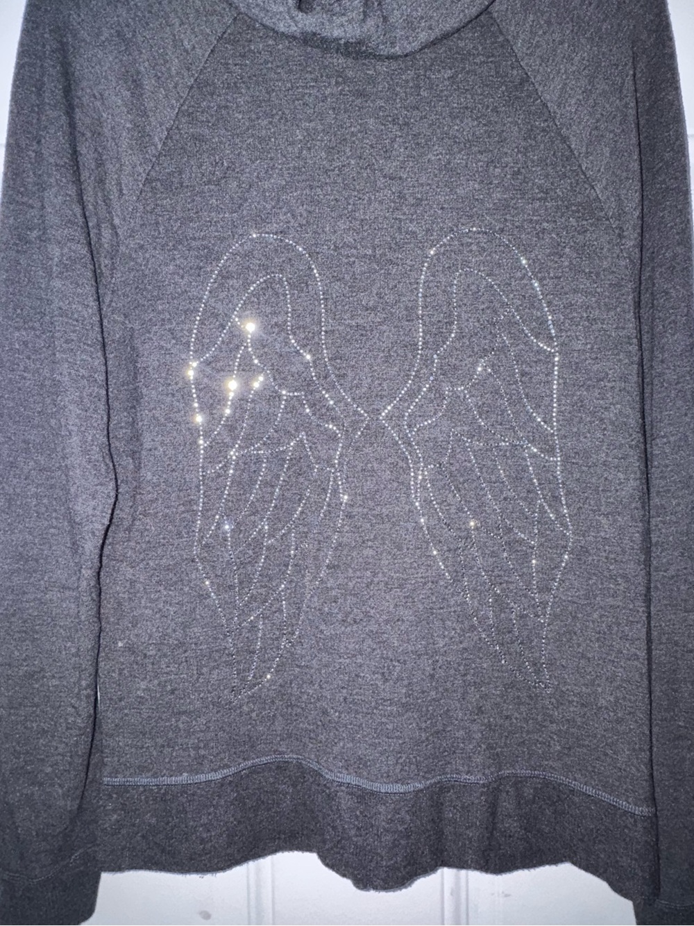 Victoria's Secret Gray Full Zip Hoodie M Rhinestone Angel Wings